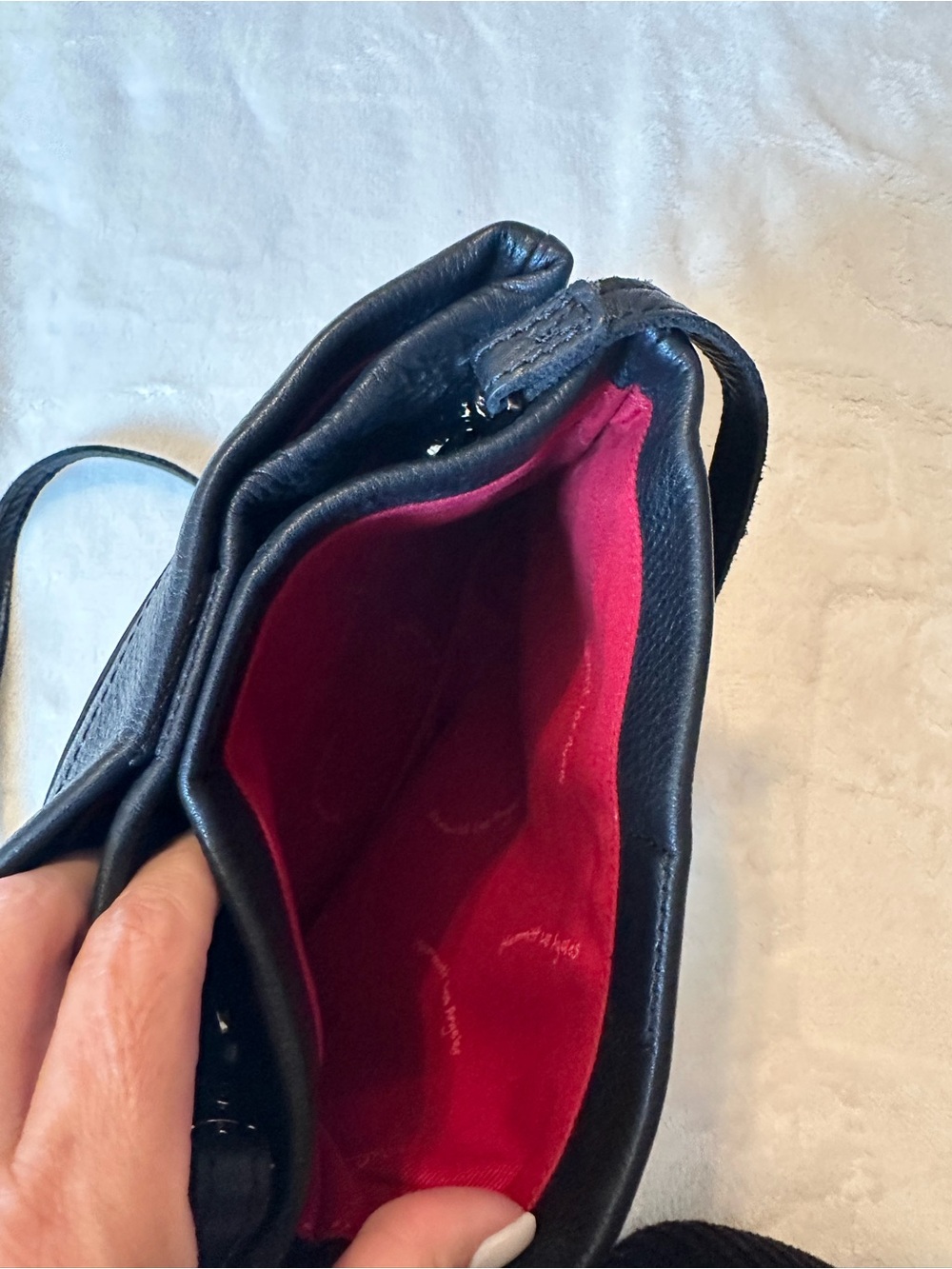 Black Leather Duke Crossbody Bag with Metal Stud Accents - Picture 3 of 6